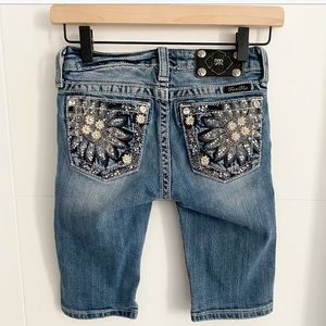 Girls Miss Me Bermuda Shorts with Bling Flower